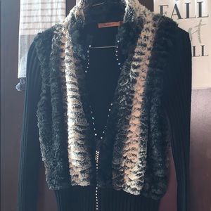 Fur Rhinestones Cardigan